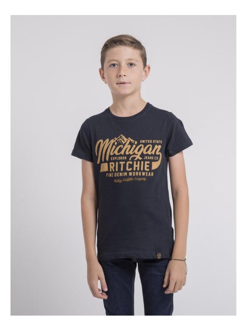 T-shirt col rond pur coton JOULTIX garçon - Kiabi