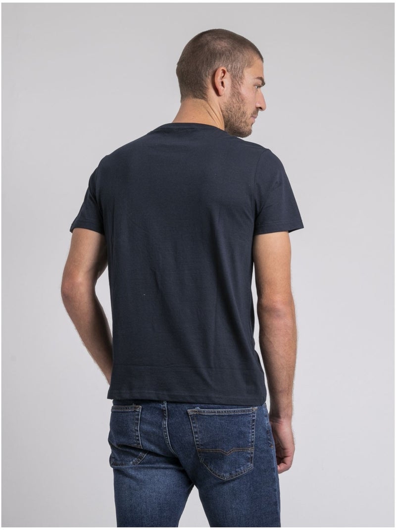 T-shirt col rond pur coton JUPILAR Bleu marine - Kiabi