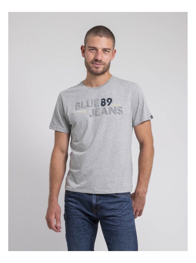 T-shirt col rond pur coton JUPILAR Gris - Kiabi