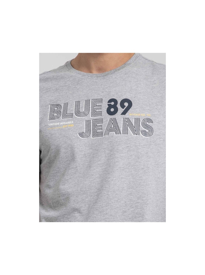 T-shirt col rond pur coton JUPILAR Gris - Kiabi