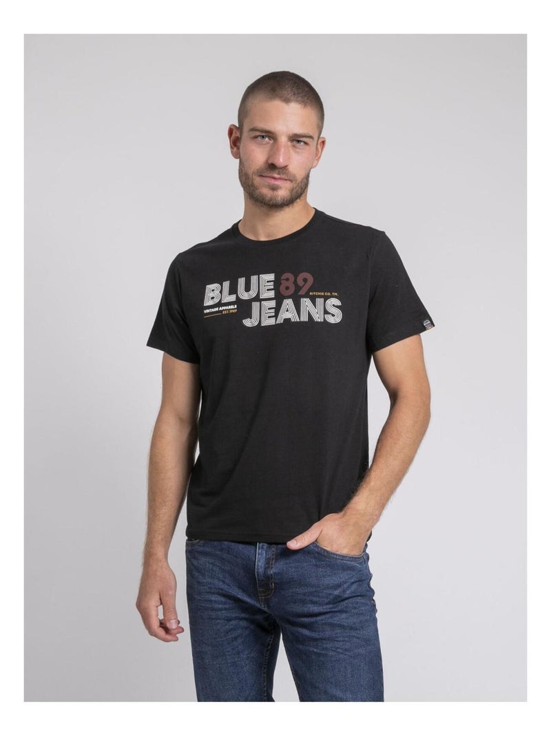T-shirt col rond pur coton JUPILAR Noir - Kiabi