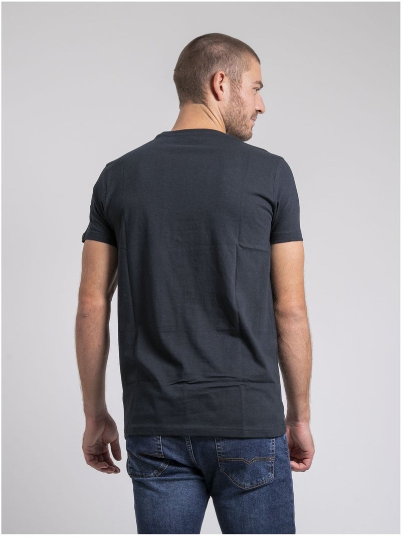 T-shirt col rond pur coton JUSIX Bleu marine - Kiabi