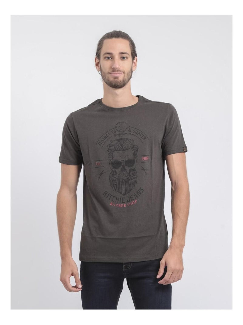 T-shirt col rond pur coton JUSIX Gris - Kiabi