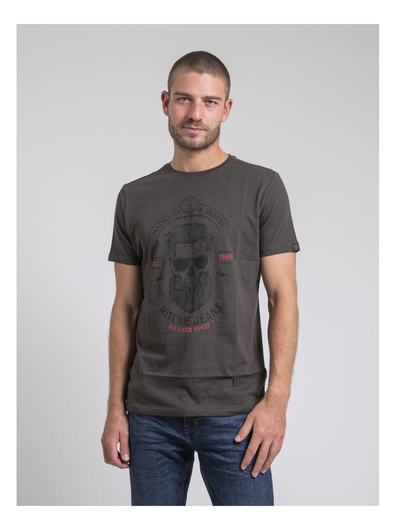 T-shirt col rond pur coton JUSIX Gris - Kiabi