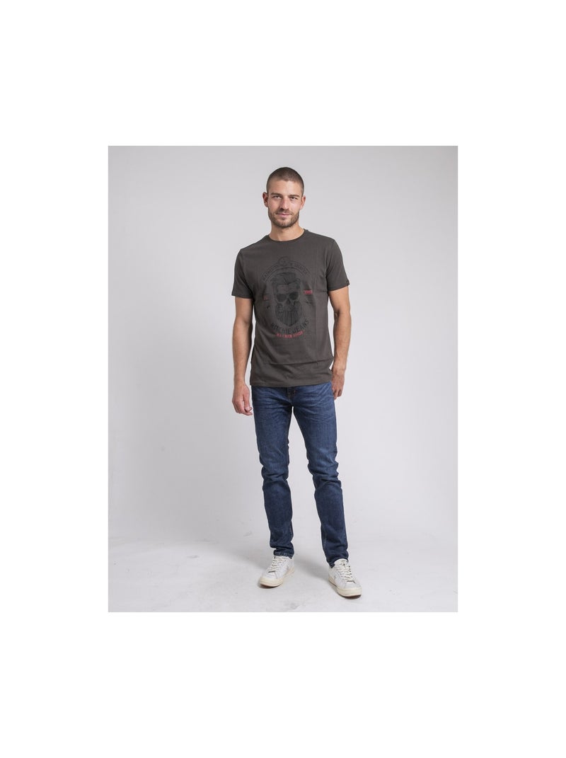 T-shirt col rond pur coton JUSIX Gris - Kiabi