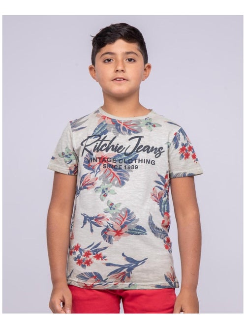 T-shirt col rond pur coton motifs NALKO garçon - Kiabi