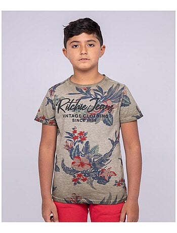 T-shirt col rond pur coton motifs NALKO garçon