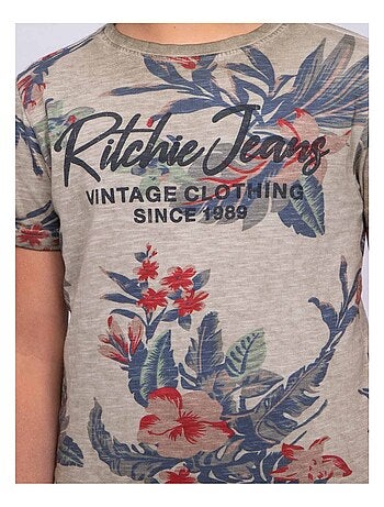 T-shirt col rond pur coton motifs NALKO garçon