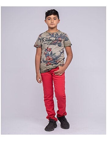 T-shirt col rond pur coton motifs NALKO garçon
