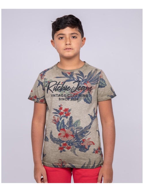 T-shirt col rond pur coton motifs NALKO garçon - Kiabi