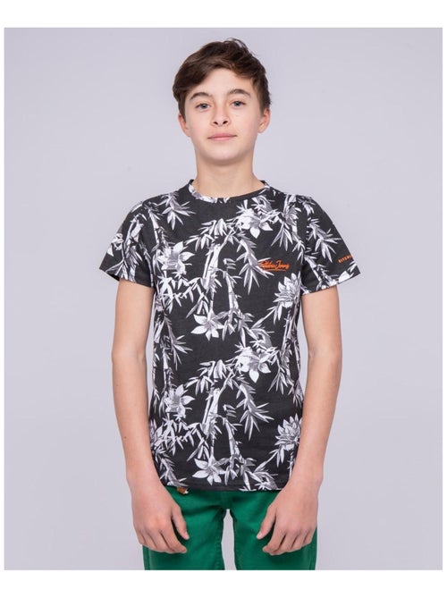 T-shirt col rond pur coton motifs NASCHOOL garçon - Kiabi