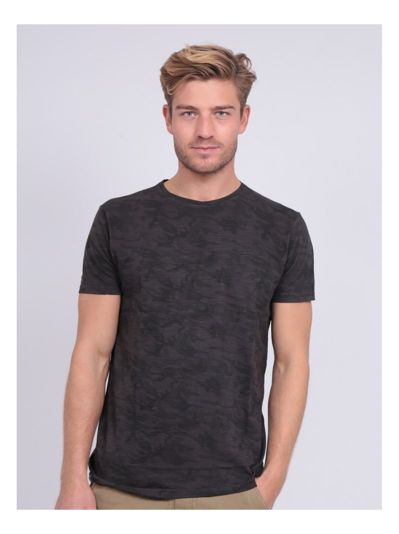T-shirt col rond pur coton motifs NENDRIX Gris - Kiabi