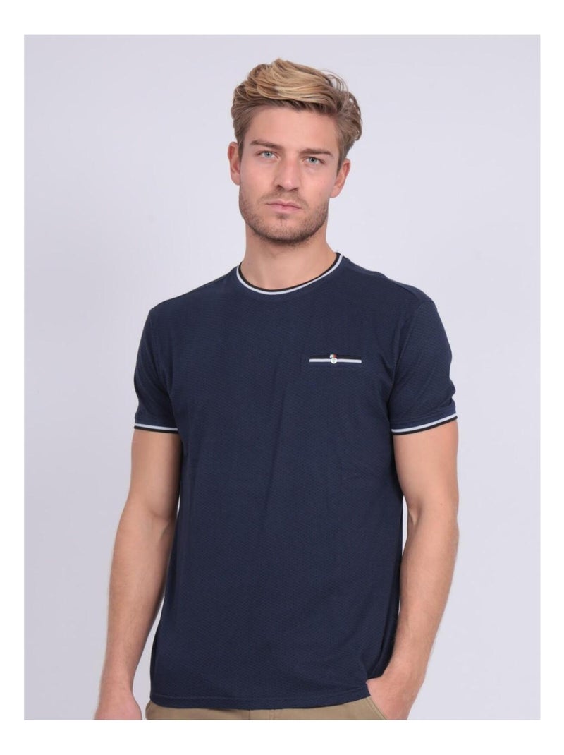 T-shirt col rond pur coton motifs NERFO Bleu marine - Kiabi