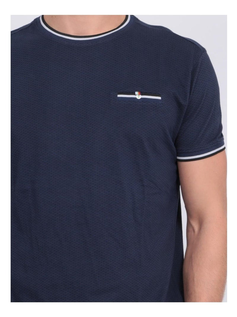 T-shirt col rond pur coton motifs NERFO Bleu marine - Kiabi
