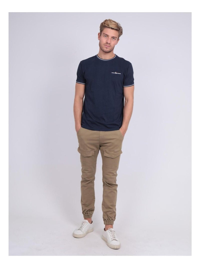 T-shirt col rond pur coton motifs NERFO Bleu marine - Kiabi