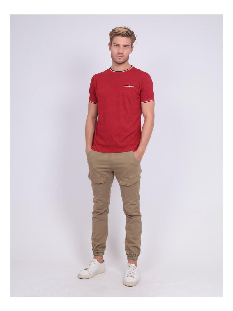 T-shirt col rond pur coton motifs NERFO Rouge - Kiabi