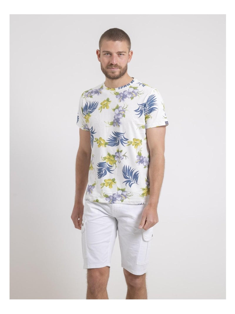 T-shirt col rond pur coton motifs NULIBIS Ecru - Kiabi