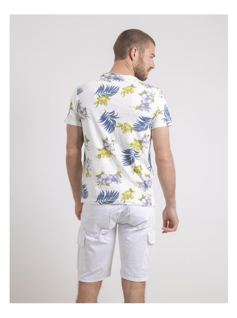 T-shirt col rond pur coton motifs NULIBIS Ecru - Kiabi