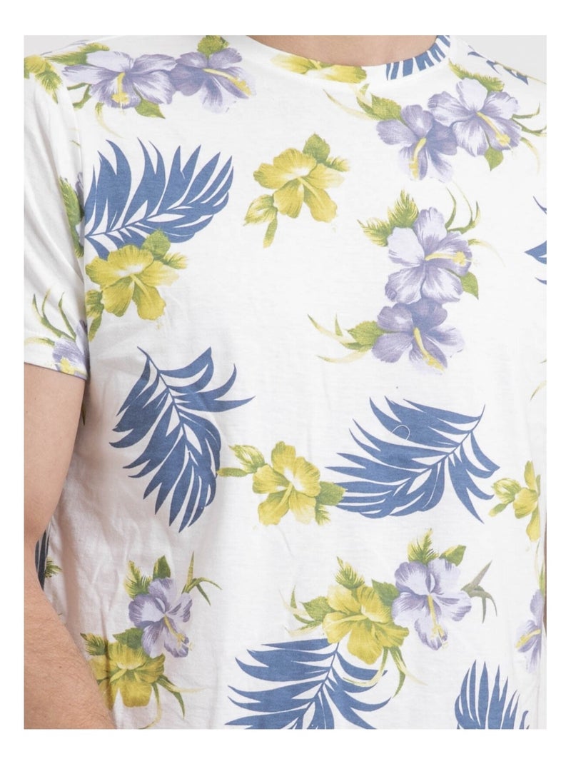 T-shirt col rond pur coton motifs NULIBIS Ecru - Kiabi