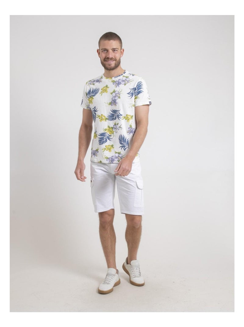 T-shirt col rond pur coton motifs NULIBIS Ecru - Kiabi