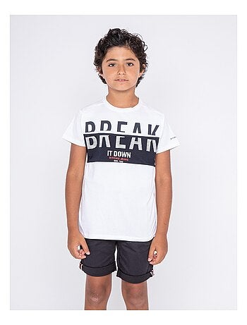 T-shirt col rond pur coton motifs relief NOLIBERT garçon