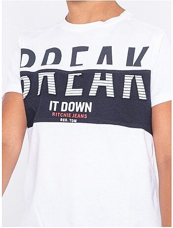 T-shirt col rond pur coton motifs relief NOLIBERT garçon