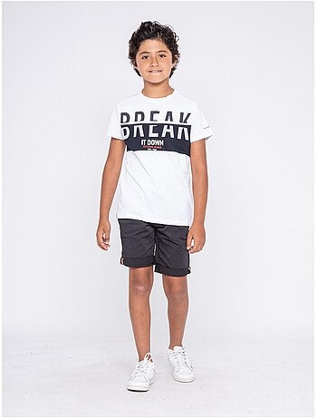 T-shirt col rond pur coton motifs relief NOLIBERT garçon