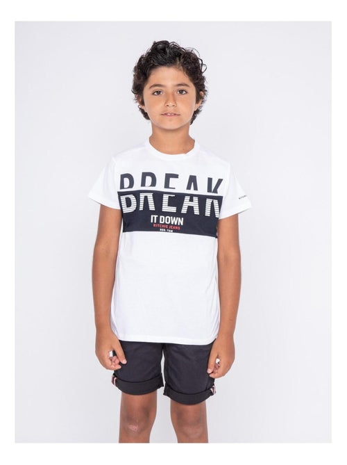 T-shirt col rond pur coton motifs relief NOLIBERT garçon - Kiabi