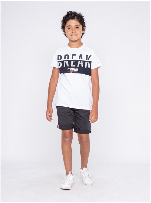 T-shirt col rond pur coton motifs relief NOLIBERT garçon - Kiabi