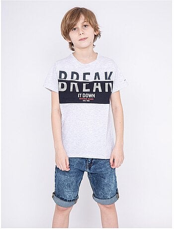 T-shirt col rond pur coton motifs relief NOLIBERT garçon