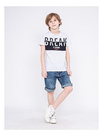 T-shirt col rond pur coton motifs relief NOLIBERT garçon