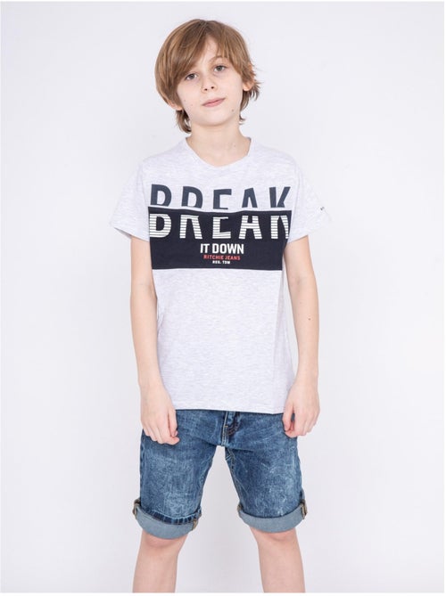 T-shirt col rond pur coton motifs relief NOLIBERT garçon - Kiabi