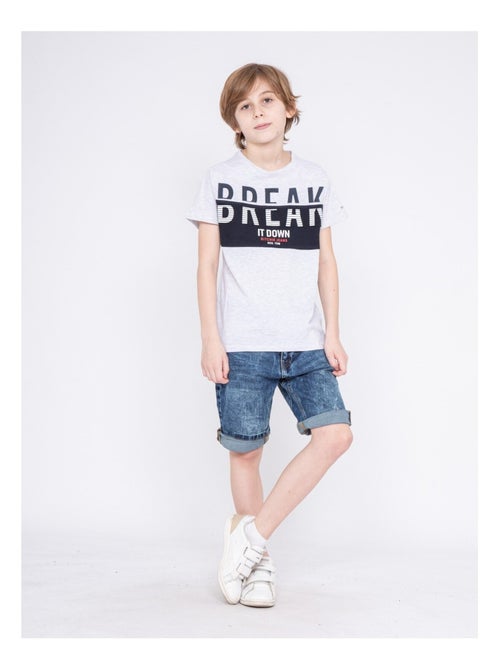 T-shirt col rond pur coton motifs relief NOLIBERT garçon - Kiabi