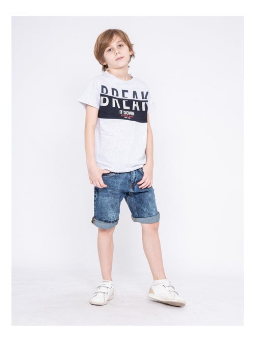 T-shirt col rond pur coton motifs relief NOLIBERT garçon - Kiabi