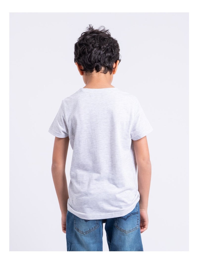 T-shirt col rond pur coton NABALEX garçon Gris clair - Kiabi