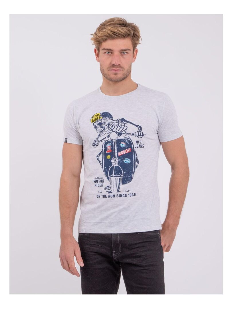 T-shirt col rond pur coton NABALEX Gris - Kiabi