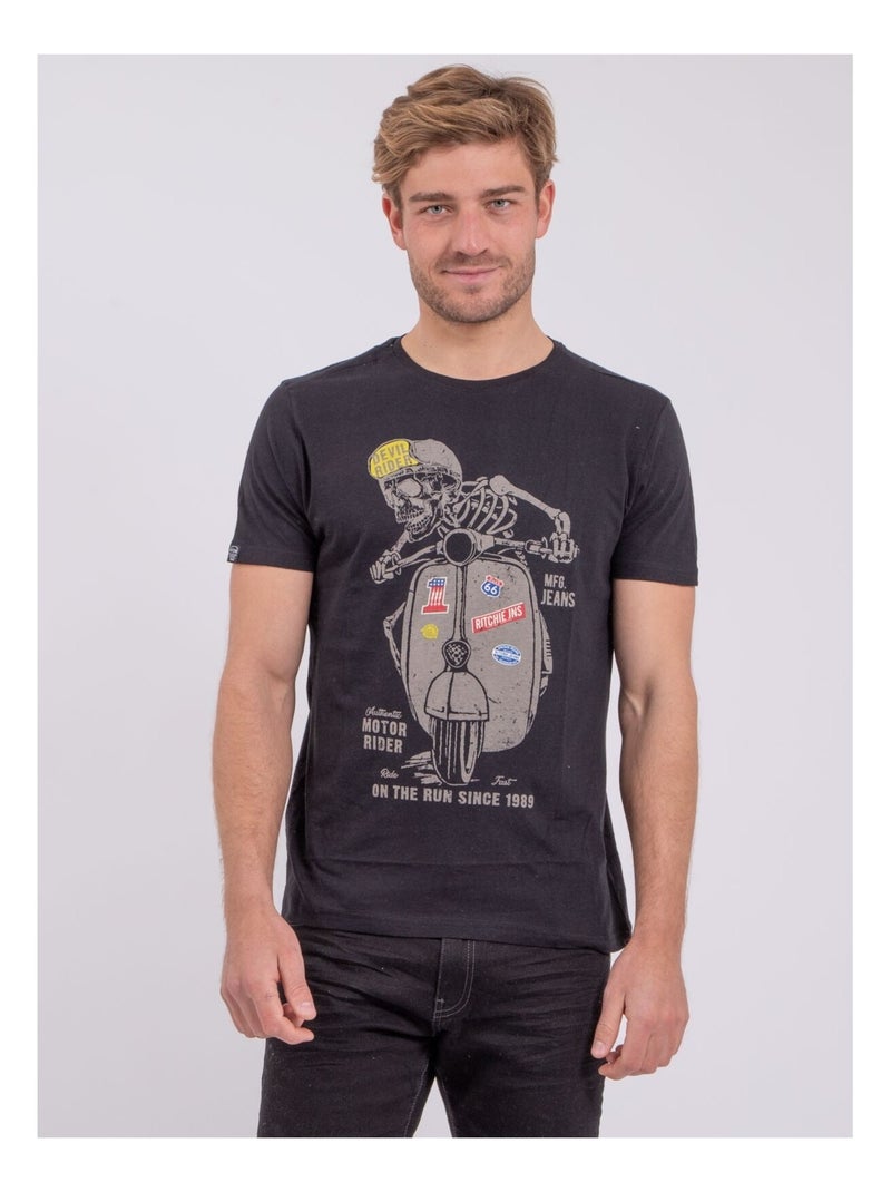 T-shirt col rond pur coton NABALEX Noir - Kiabi