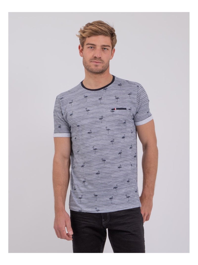 T-shirt col rond pur coton NABALVINE Bleu marine - Kiabi