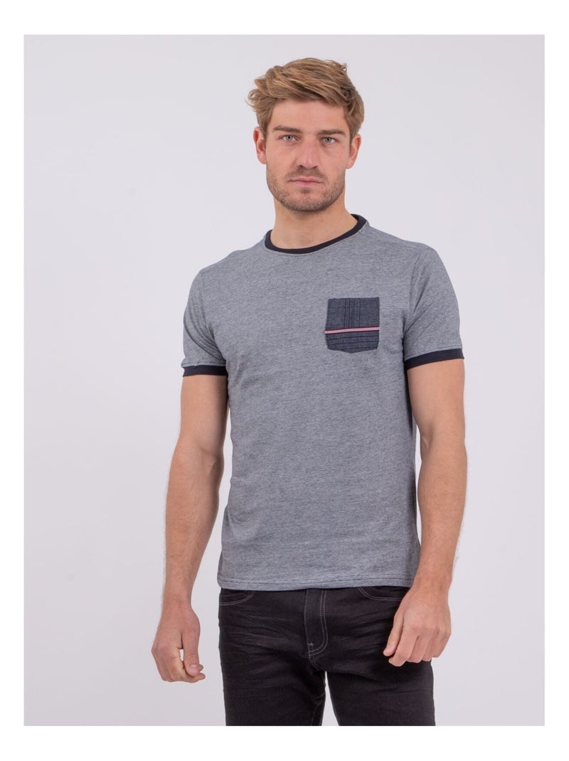 T-shirt col rond pur coton NABASTIL Bleu marine - Kiabi