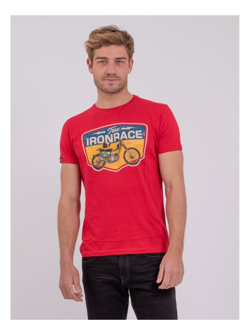 T-shirt col rond pur coton NABOJAN Rouge - Kiabi