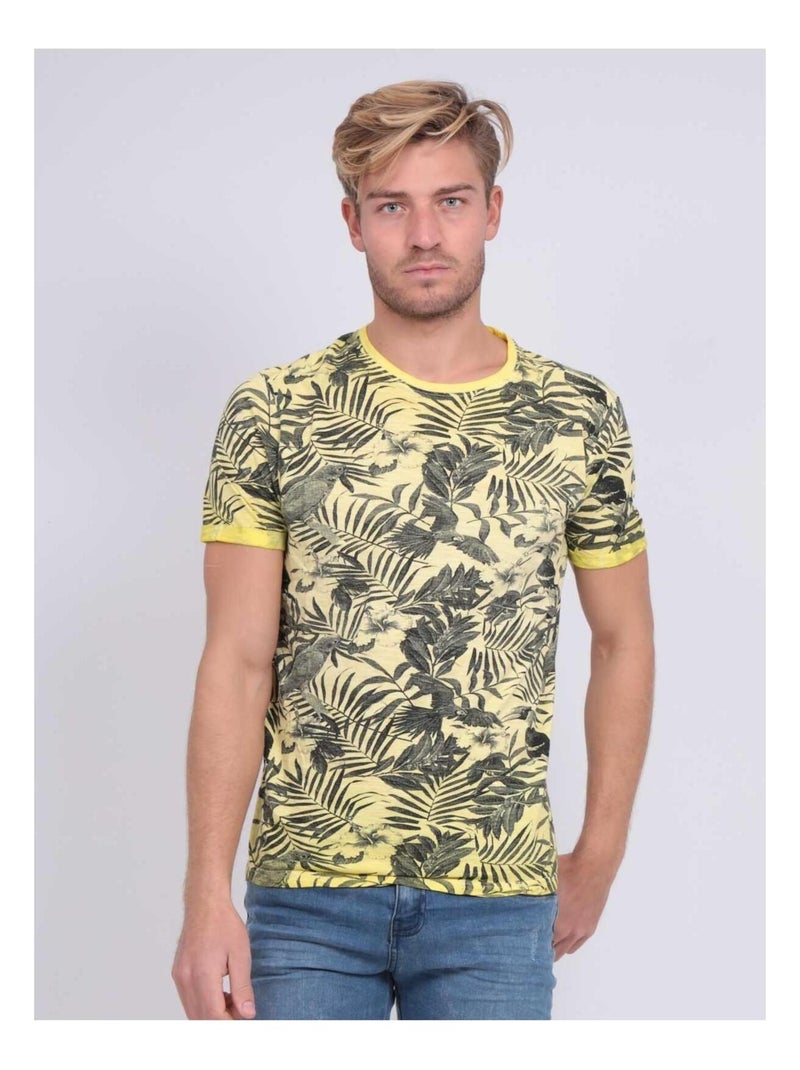 T-shirt col rond pur coton NADISON Jaune - Kiabi