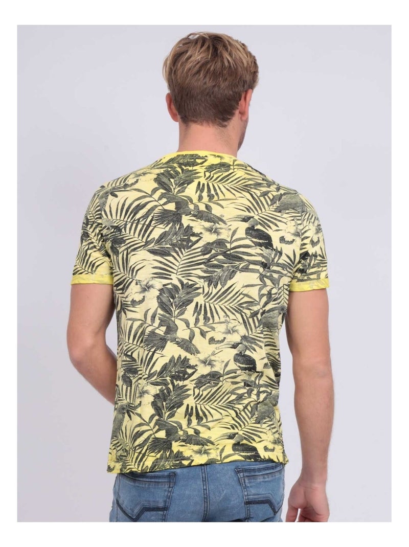 T-shirt col rond pur coton NADISON Jaune - Kiabi