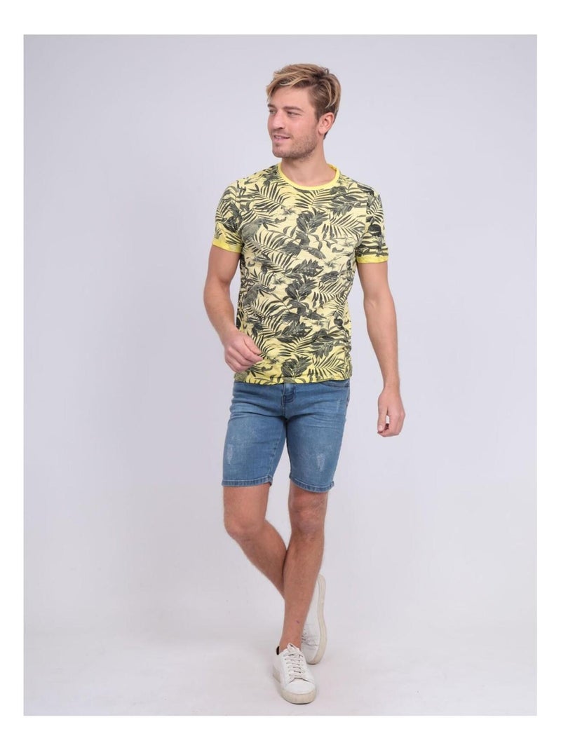 T-shirt col rond pur coton NADISON Jaune - Kiabi