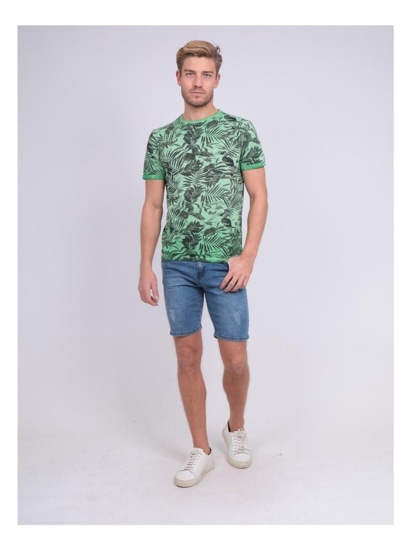 T-shirt col rond pur coton NADISON Vert - Kiabi