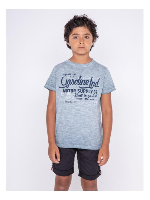 T-shirt col rond pur coton NALRIVE garçon - Kiabi