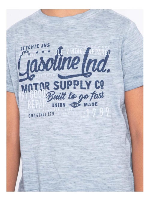 T-shirt col rond pur coton NALRIVE garçon - Kiabi