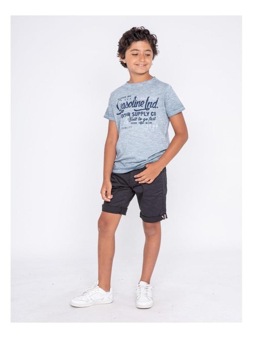 T-shirt col rond pur coton NALRIVE garçon - Kiabi