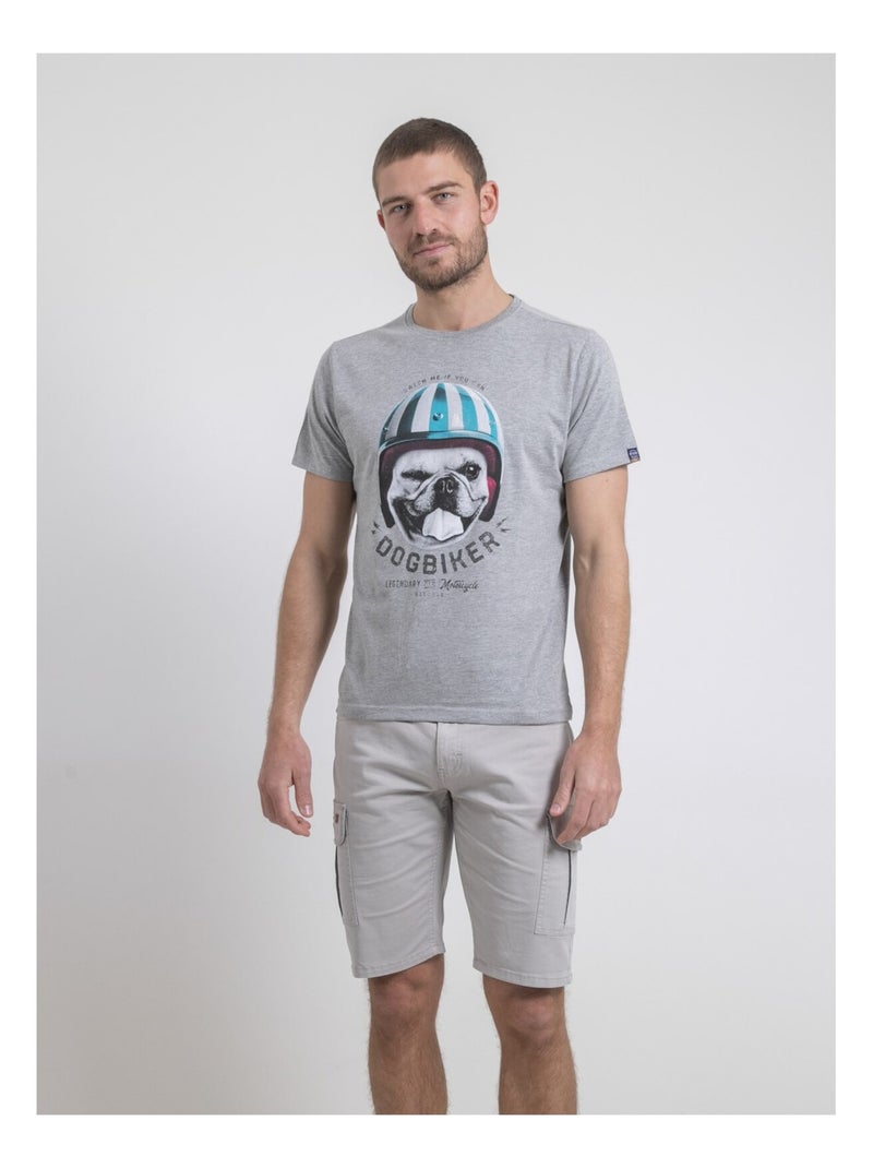 T-shirt col rond pur coton NAMATOU Gris - Kiabi