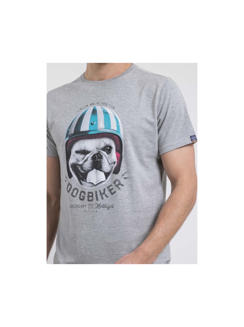 T-shirt col rond pur coton NAMATOU Gris - Kiabi