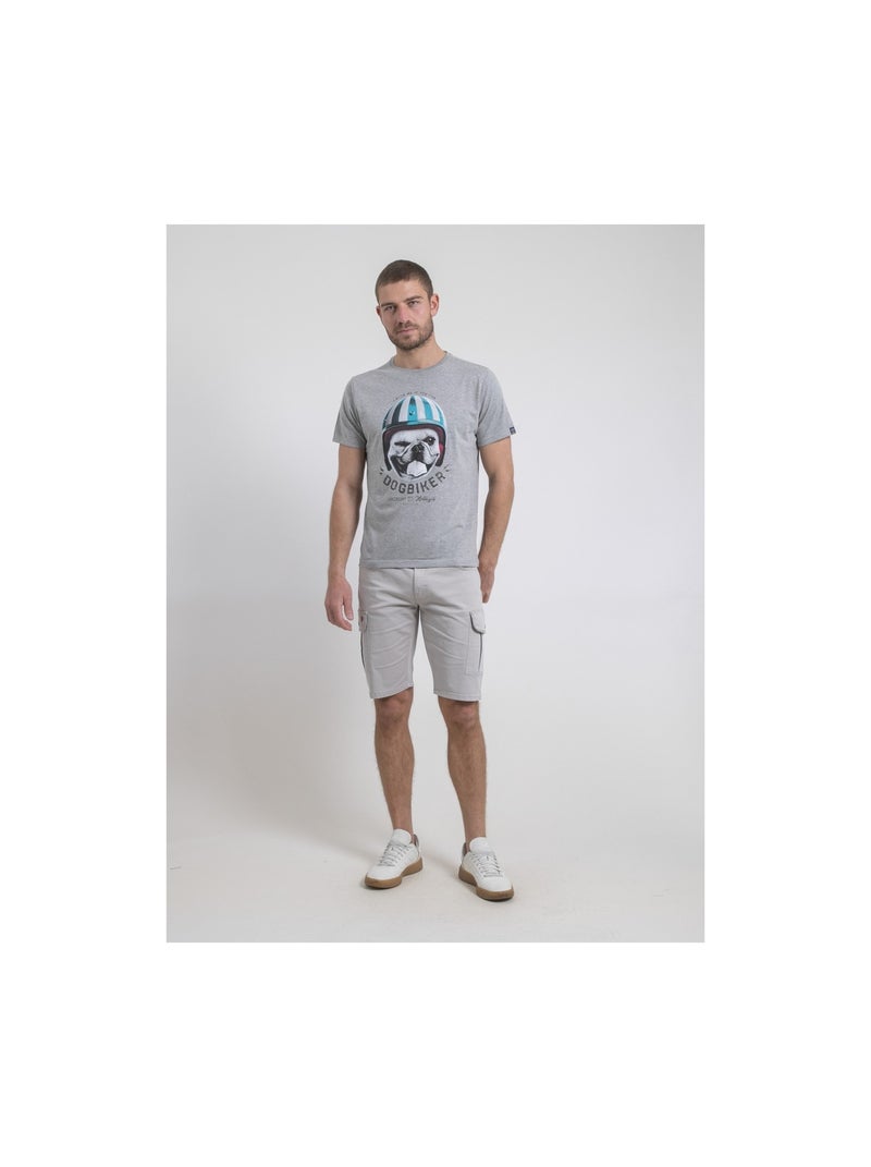 T-shirt col rond pur coton NAMATOU Gris - Kiabi